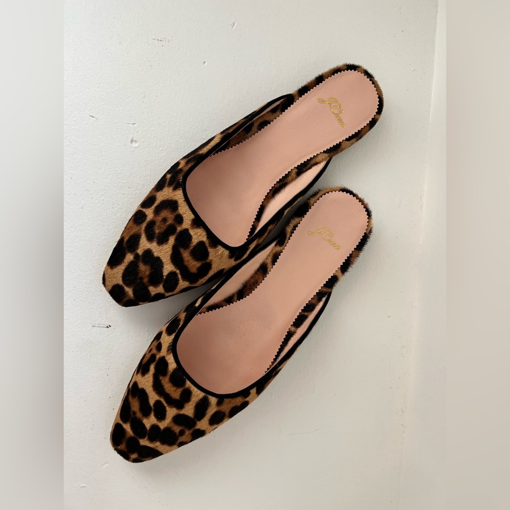 J. Crew New In Box Simple Calf Hair Leopard Mule - size. 9.5